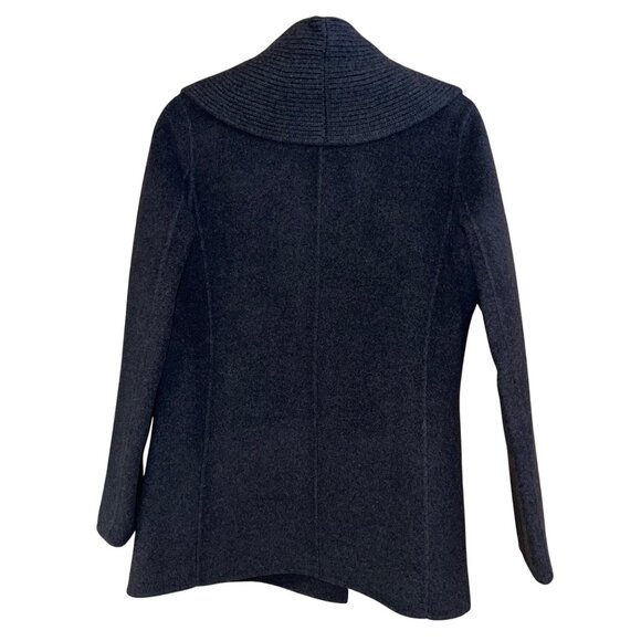 Theory Womens Pea Coat Size Small Gray Shawl Collared Pockets Casual Pure Wool - Picture 10 of 11